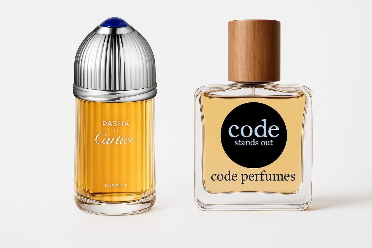 Code Perfumes: Inspired by Pasha de Cartier Parfum - Men's Woody Amber Fragrance (Strong for direct searches)