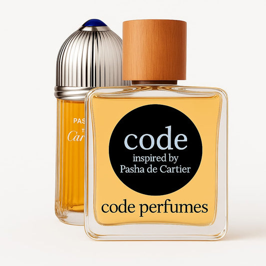 Code Perfumes: Inspired by Pasha de Cartier Parfum - Men's Woody Amber Fragrance (Strong for direct searches)